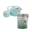 Load image into Gallery viewer, Tea Pot Set (Blue) with Organic Japanese Matcha Genmaicha Tea Bundle
