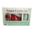 Load image into Gallery viewer, Tea Pot Set (Red) with Organic Japanese Matcha Genmaicha Tea Bundle