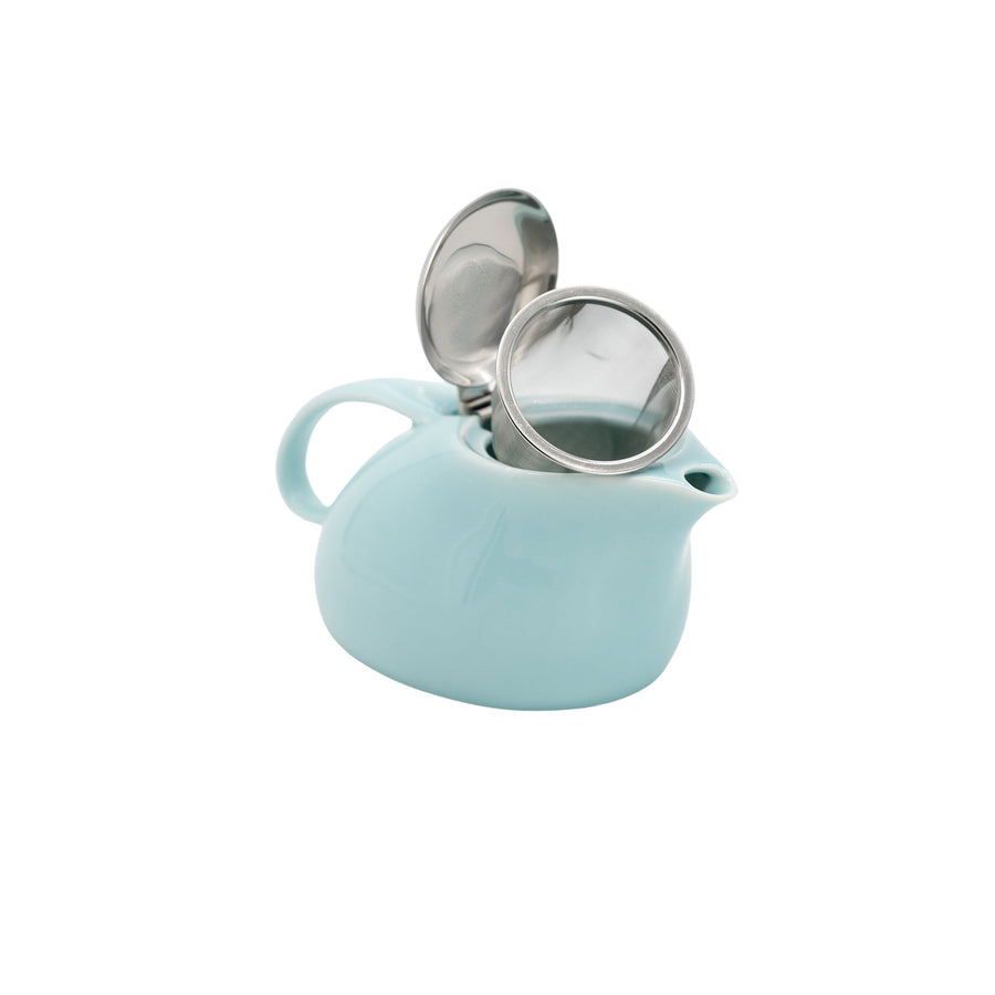 Tea Pot Set (Blue) with Organic Japanese Matcha Genmaicha Tea Bundle